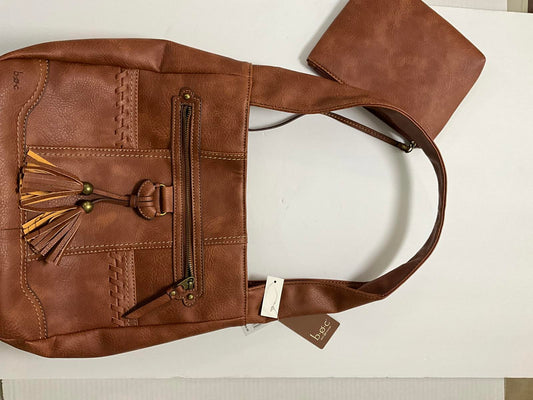 b.o.c Brown Faux Leather Shoulder Bag with Tassel Detail