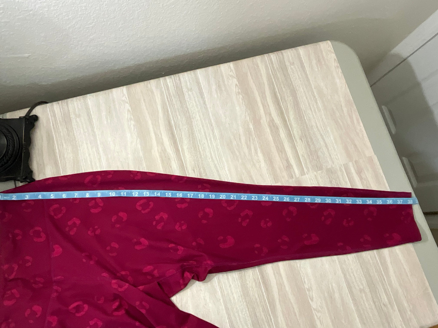 Zelos XL Wine Berry Athletic Leggings with Subtle Animal Print Pattern