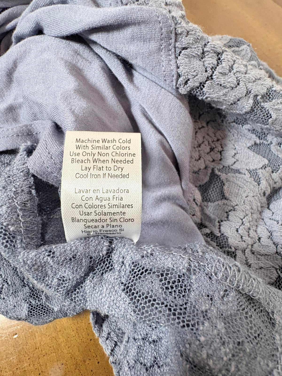 French Laundry Vintage Gray Open Front Long Sleeve Cardigan With Lace Hem XL