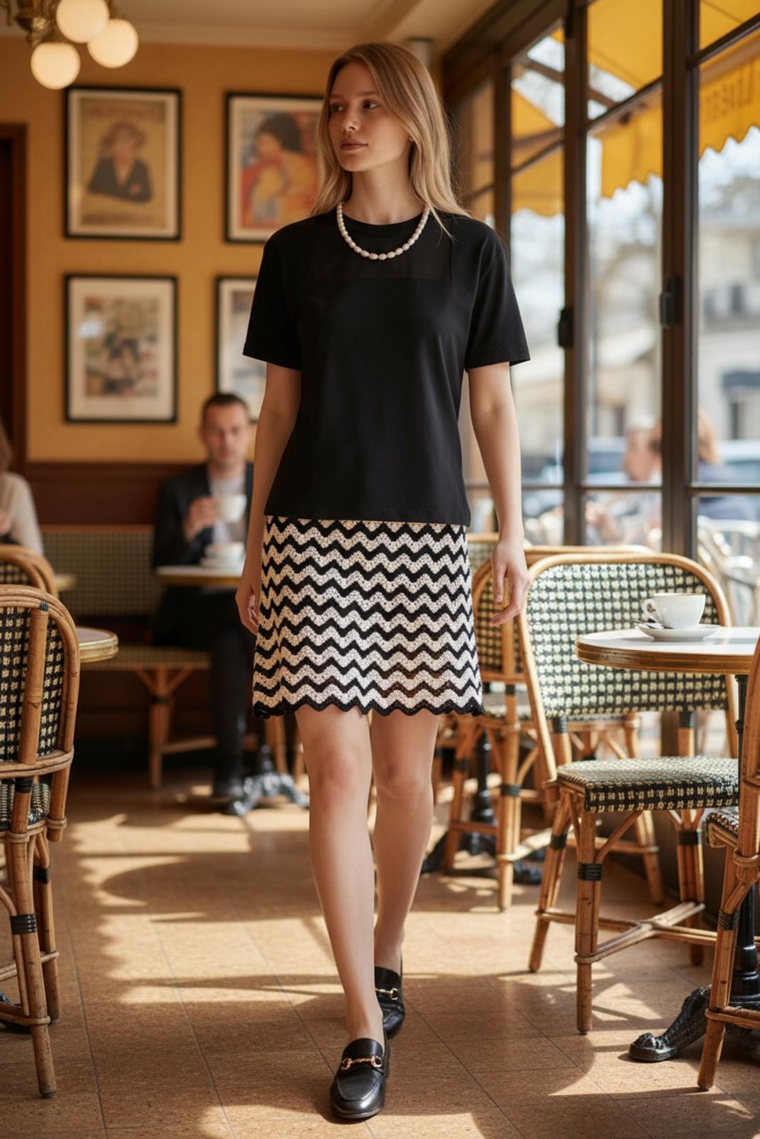 Ava And Viv Plus Size Zig Zag Crochet Knit Chevron Midi Skirt Boho Knee Length