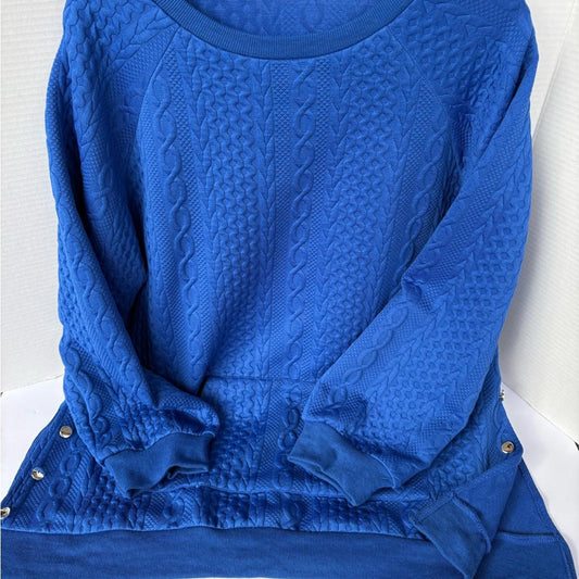 Elegant Blue Textured Knit Sweater