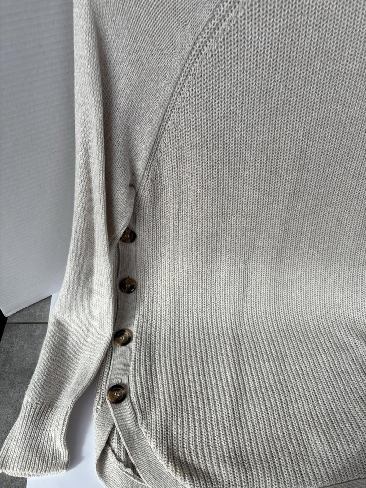 RD Style Women's Beige Ribbed Knit Pullover Sweater With Button Accent XL