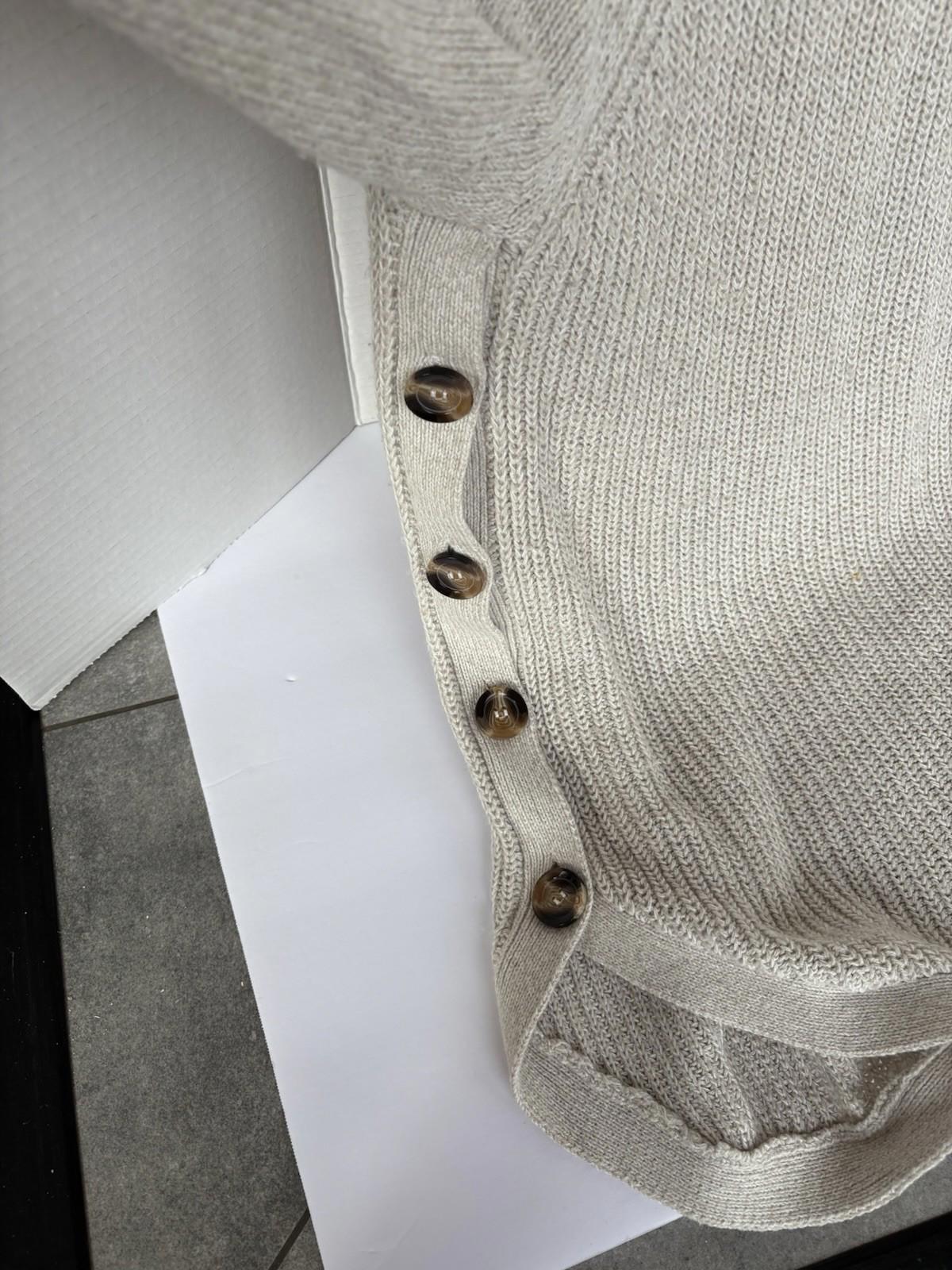 RD Style Women's Beige Ribbed Knit Pullover Sweater With Button Accent XL