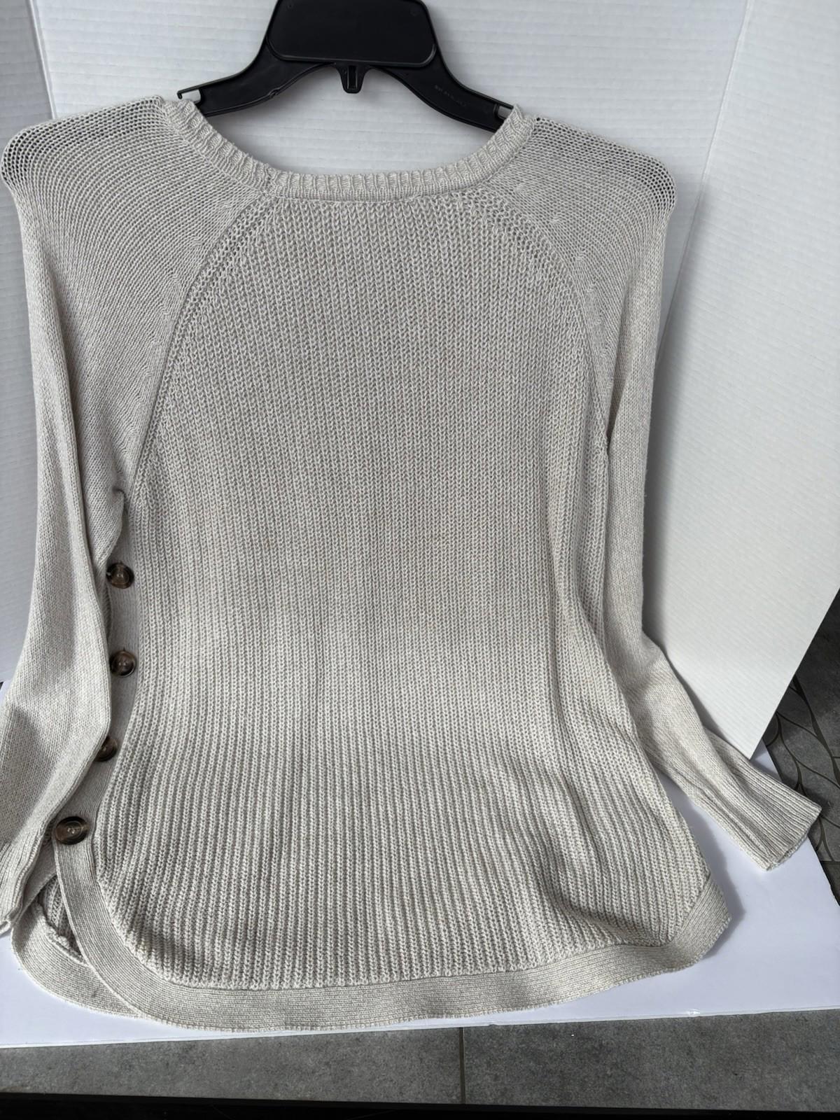 RD Style Women's Beige Ribbed Knit Pullover Sweater With Button Accent XL