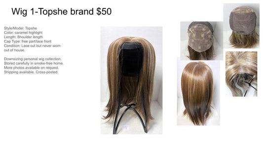 Topshe Caramel Highlight Shoulder Length Lace Front Wig