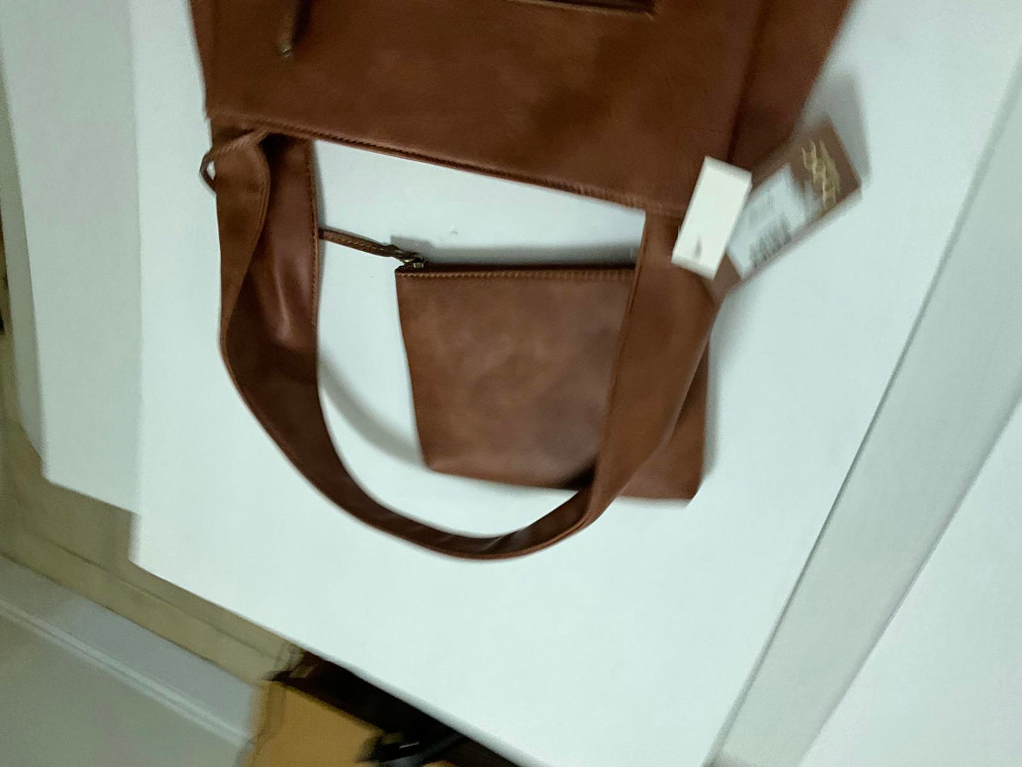 b.o.c Brown Faux Leather Shoulder Bag with Tassel Detail