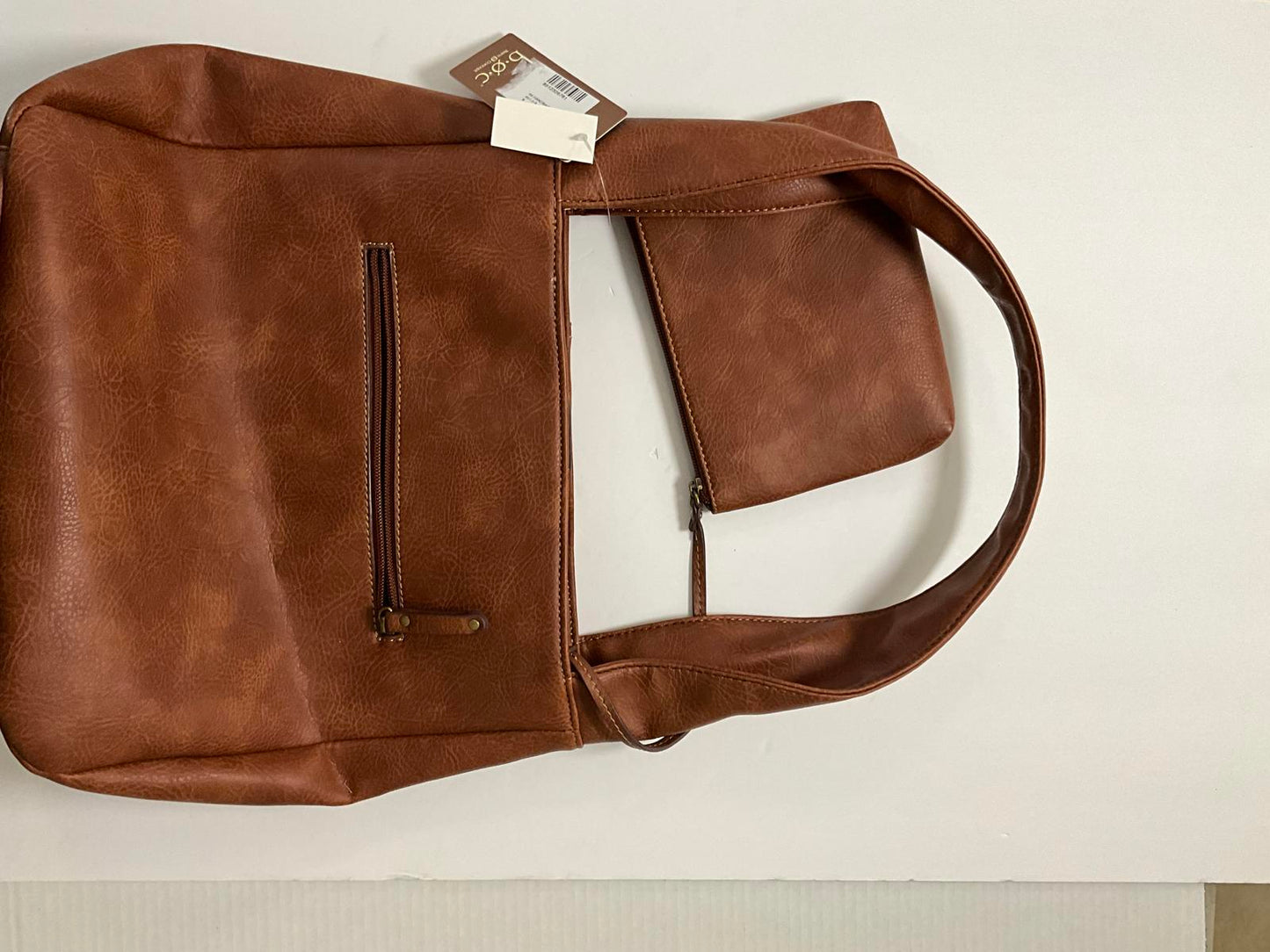 b.o.c Brown Faux Leather Shoulder Bag with Tassel Detail