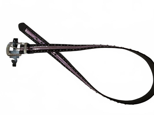 Cowgirl Rock Women's Brown Leather Belt with Pink Sequins -