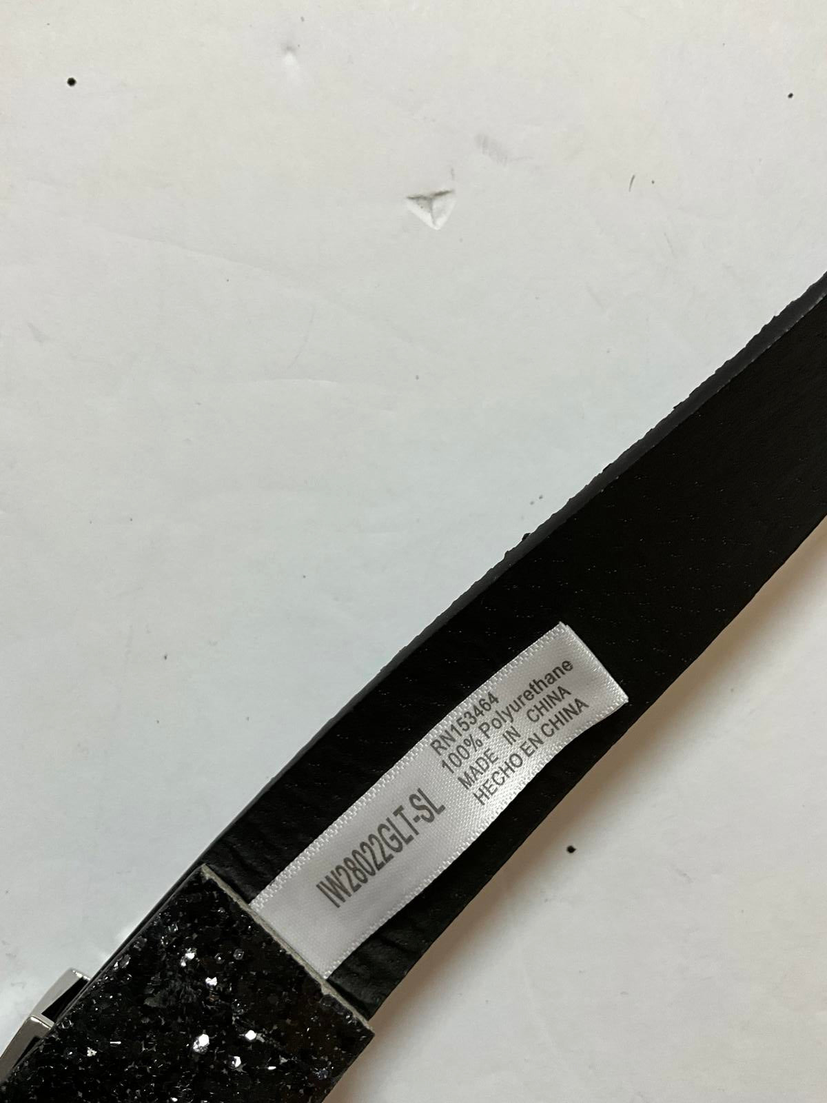 Brown Leather Belt with Rhinestone Studded Buckle Y2K vibe