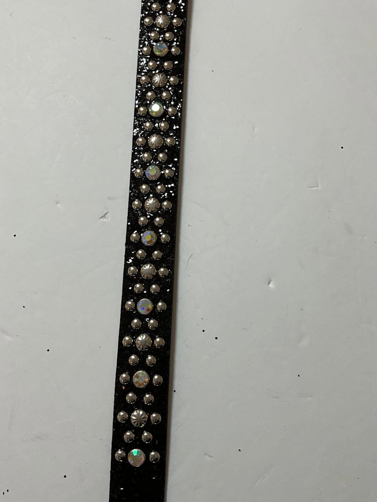 Brown Leather Belt with Rhinestone Studded Buckle Y2K vibe