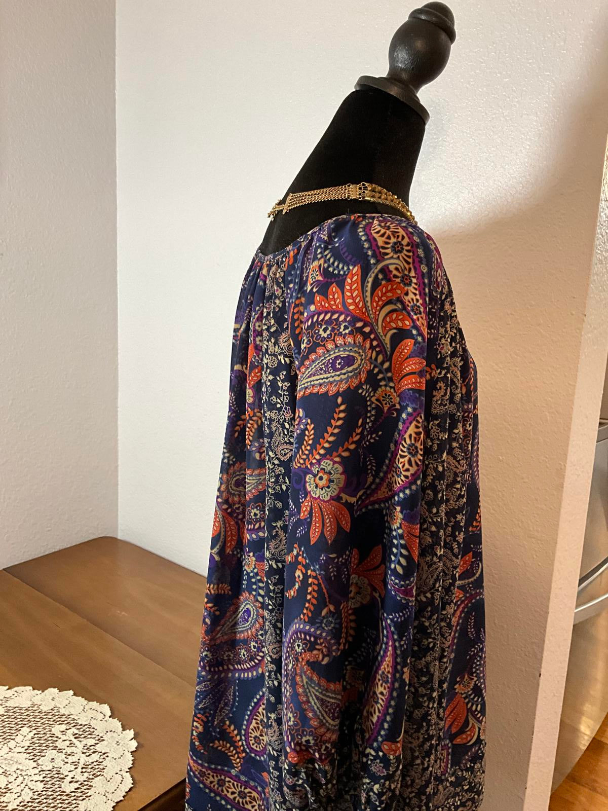 Chaps 2x Bohemian-Style Navy Lightweight Long Sleeve Paisley Print Shirt