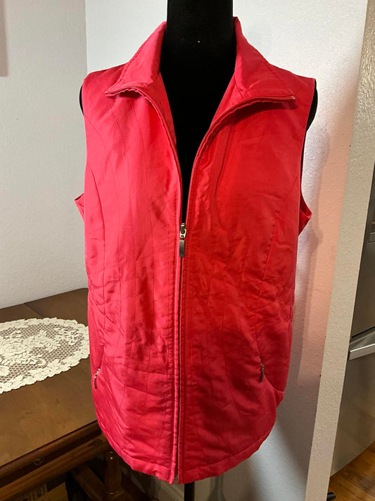 Lightweight Alison Daley S 10 Dark Pink Quilted Sleeveless Vest w Zip Pockets