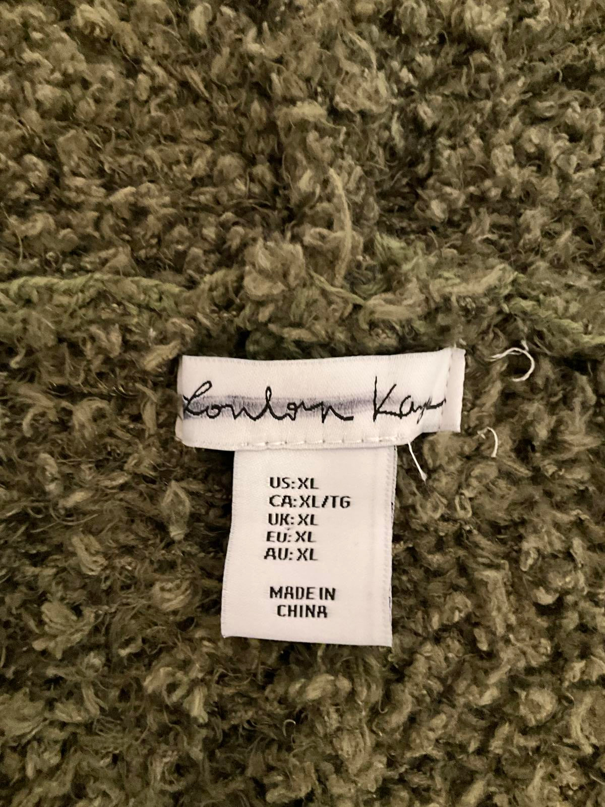 Cozy KL Olive Green Textured Open Front Cardigan Sweater