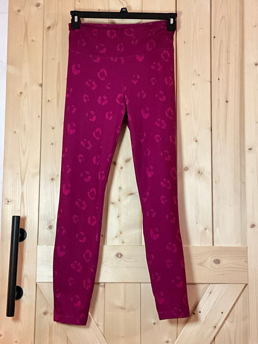 Zelos XL Wine Berry Athletic Leggings with Subtle Animal Print Pattern