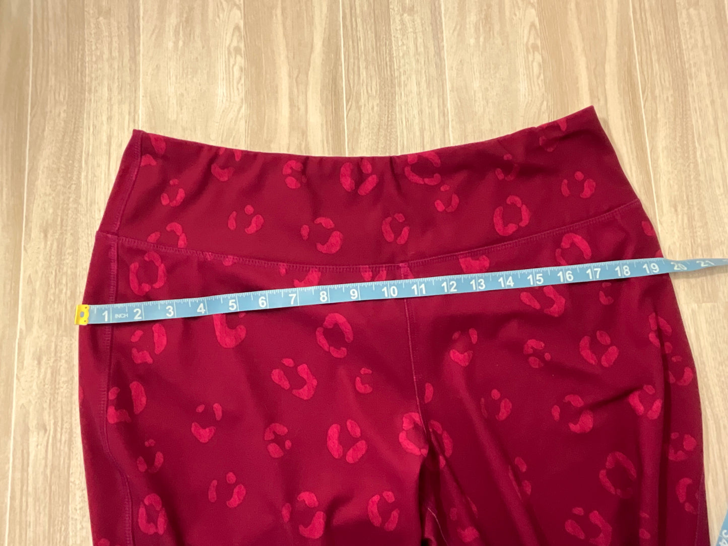 Zelos XL Wine Berry Athletic Leggings with Subtle Animal Print Pattern