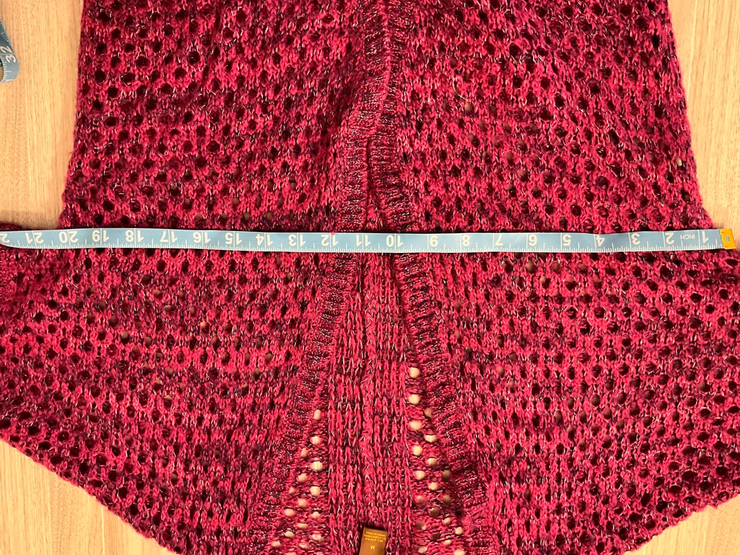 Copper Key Purple Open Weave Knit Cardigan M Crochet Boho Layering Lavender
