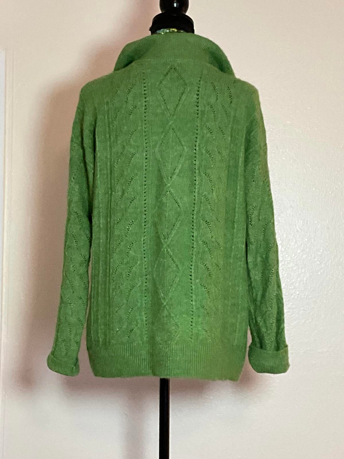 Talbots Sage Green Quarter Zip Sweater Pullover Size M Ultra Soft Knit