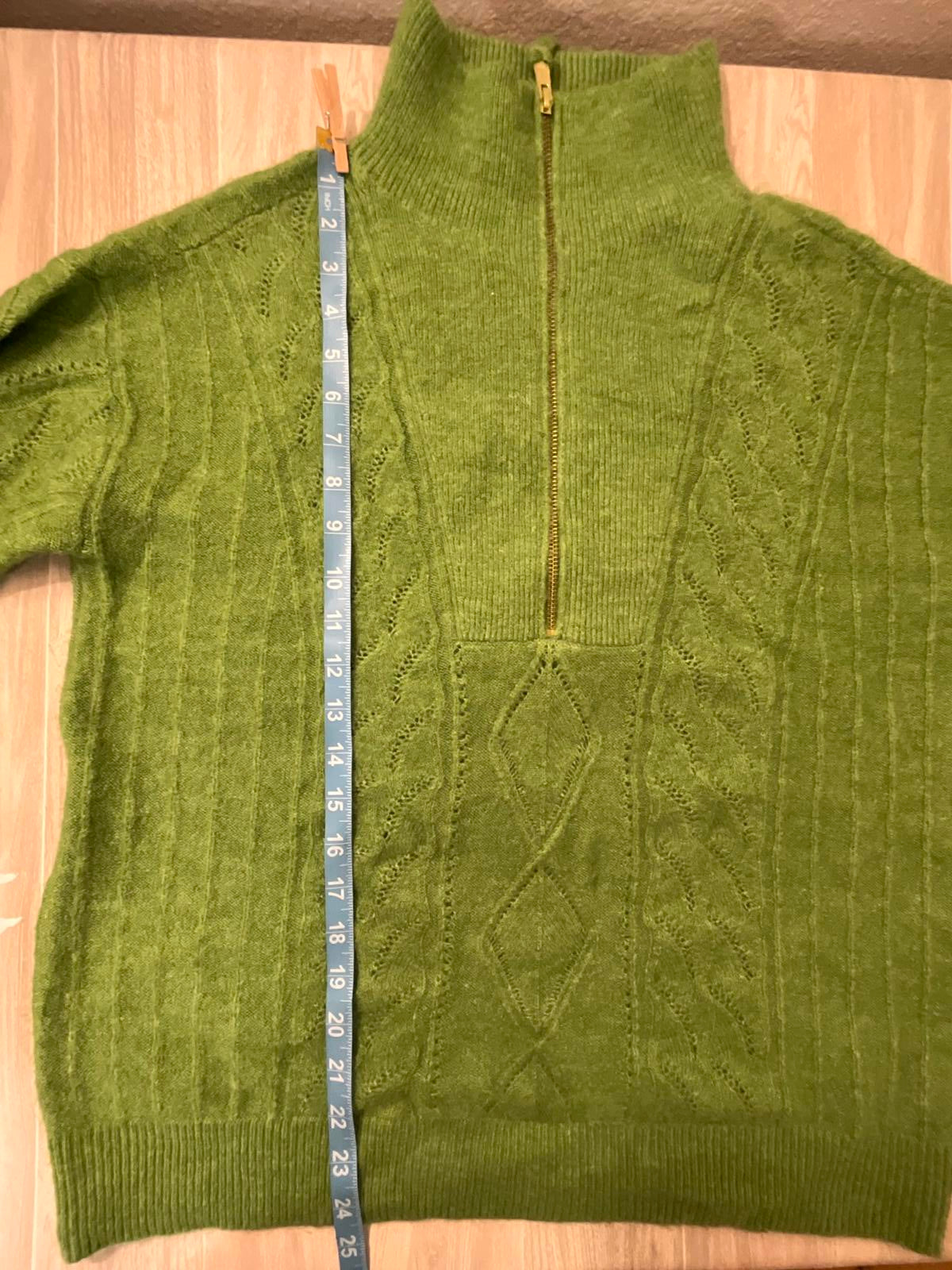 Talbots Sage Green Quarter Zip Sweater Pullover Size M Ultra Soft Knit