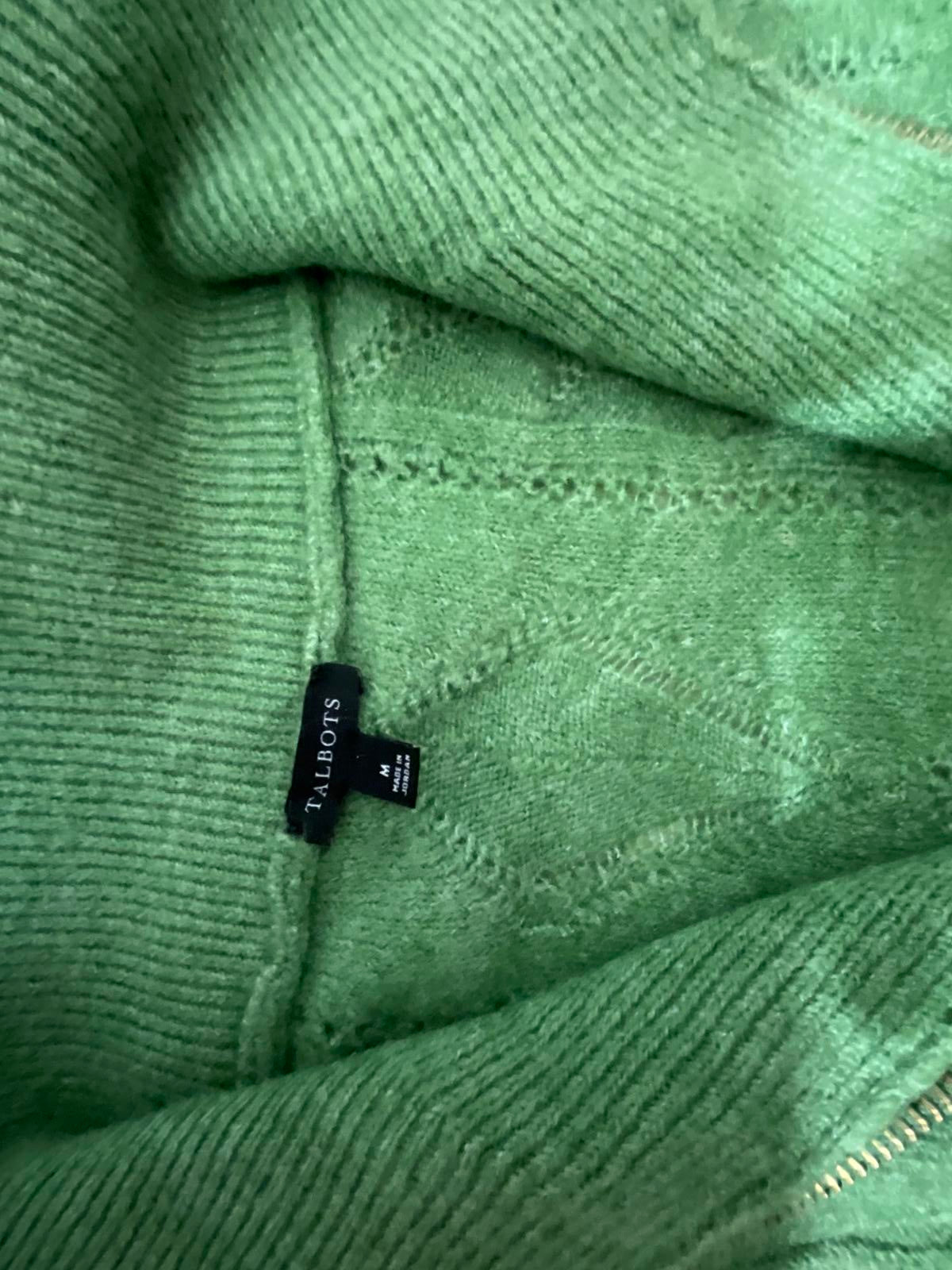 Talbots Sage Green Quarter Zip Sweater Pullover Size M Ultra Soft Knit