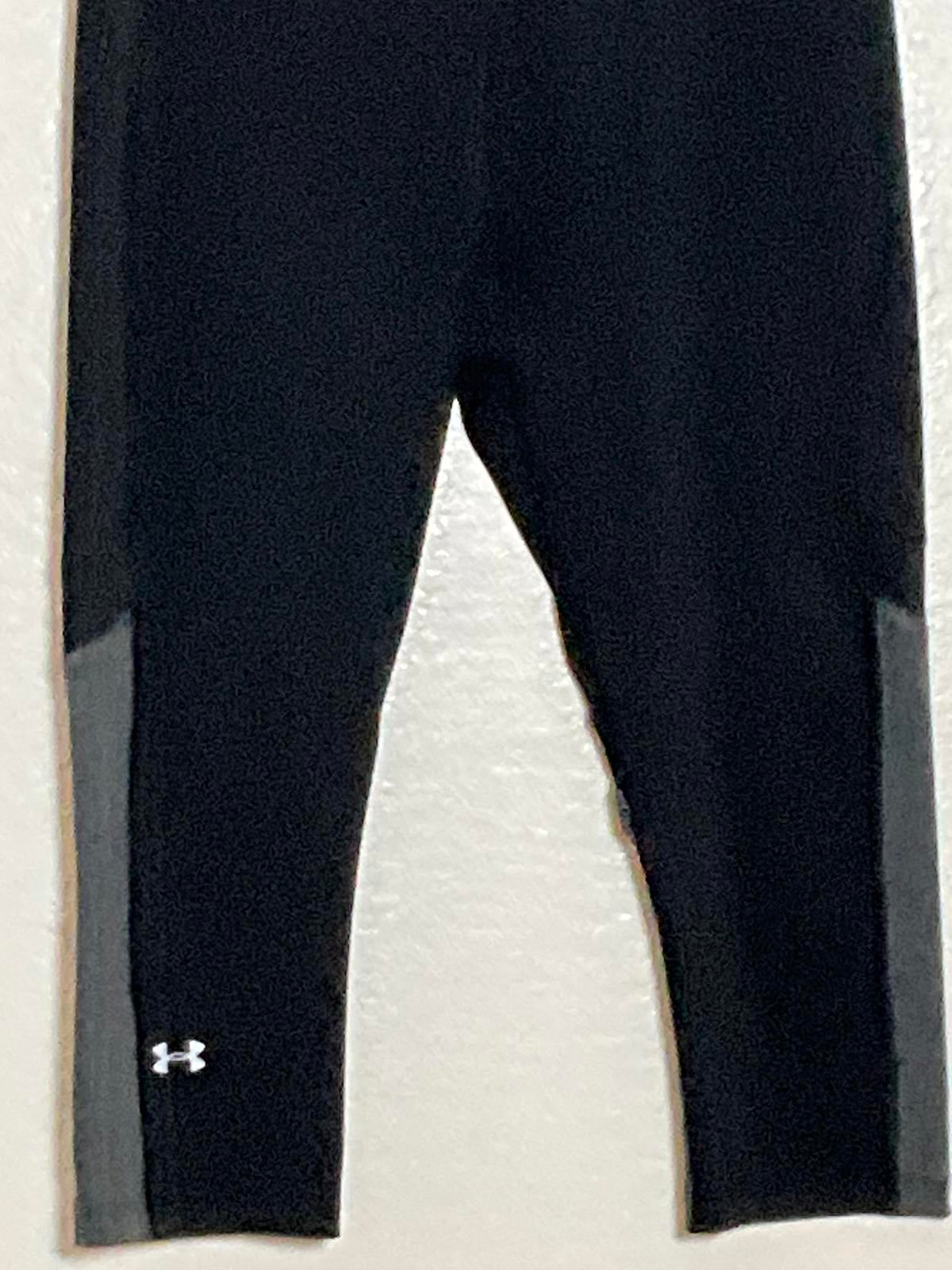 Under Armour Black Medium Compression Leggings Cropped For Athletic Gym Workout