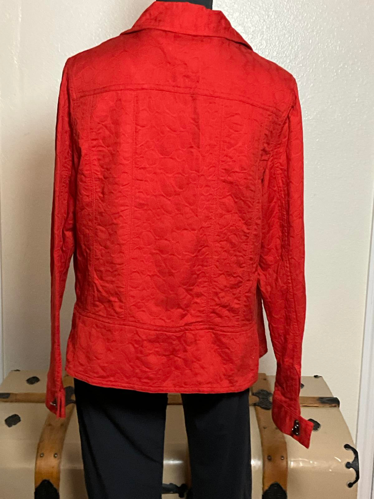 Peck and Peck Weekend Orange Cotton Button Up Utility Jacket Large