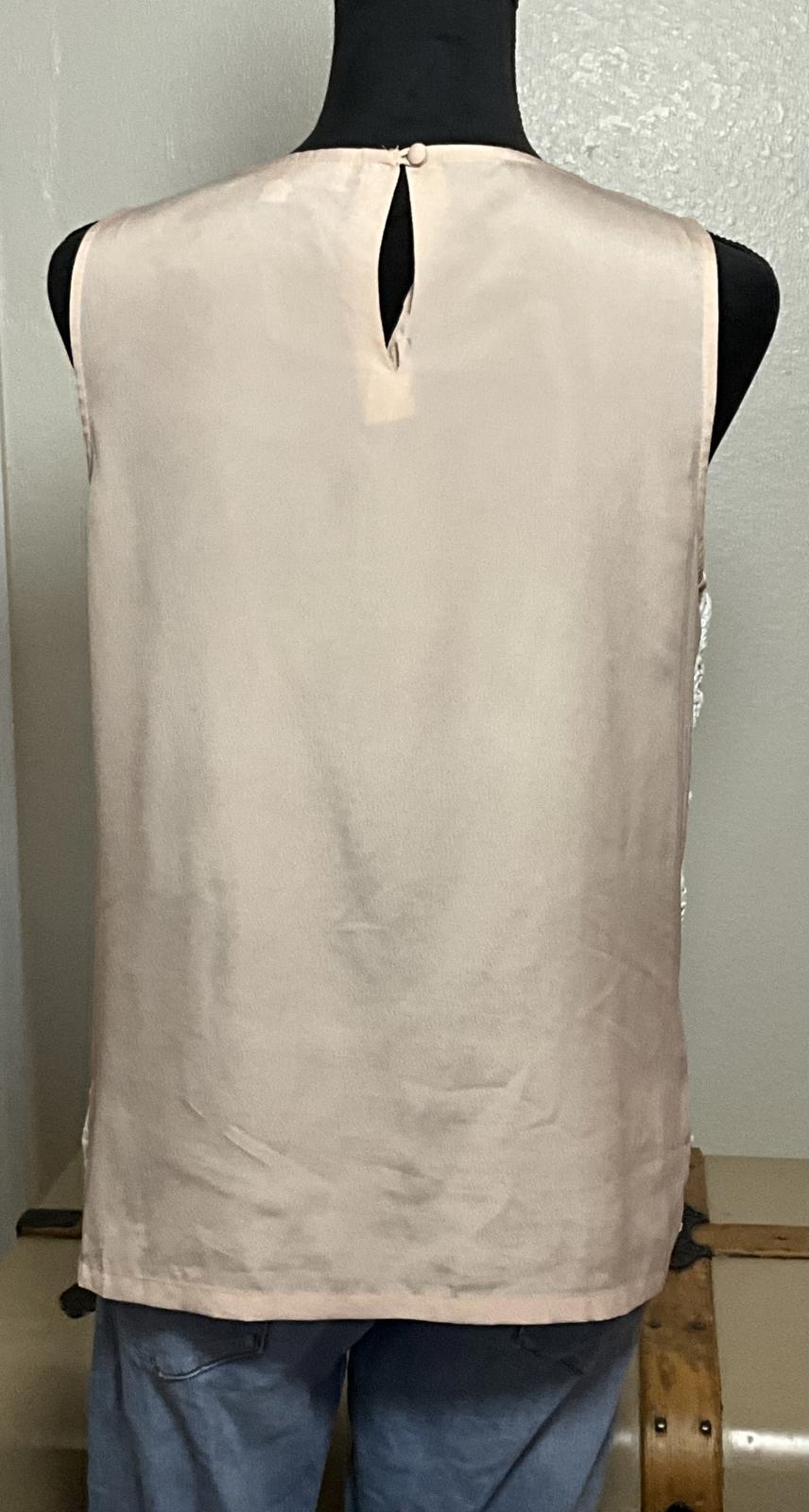 Loft Cream Lace Tank Top Ivory Sleeveless Blouse Scalloped Hem