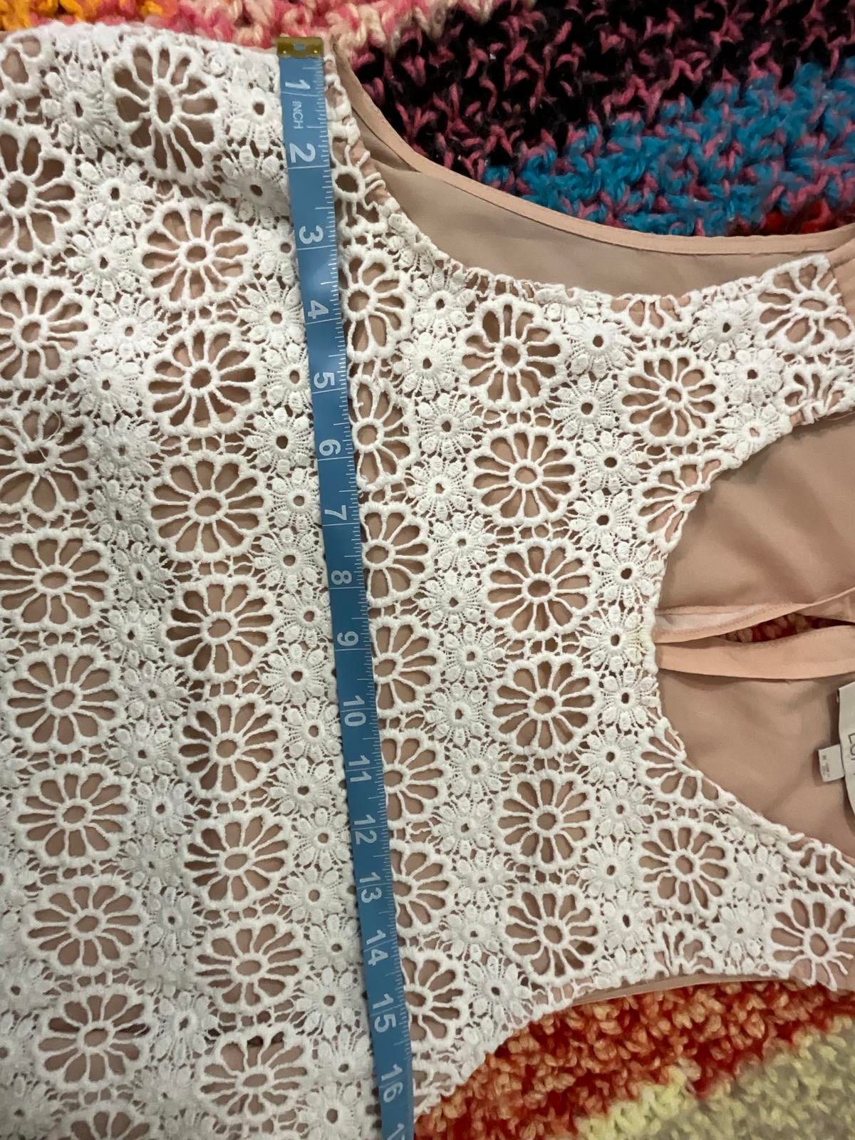 Loft Cream Lace Tank Top Ivory Sleeveless Blouse Scalloped Hem