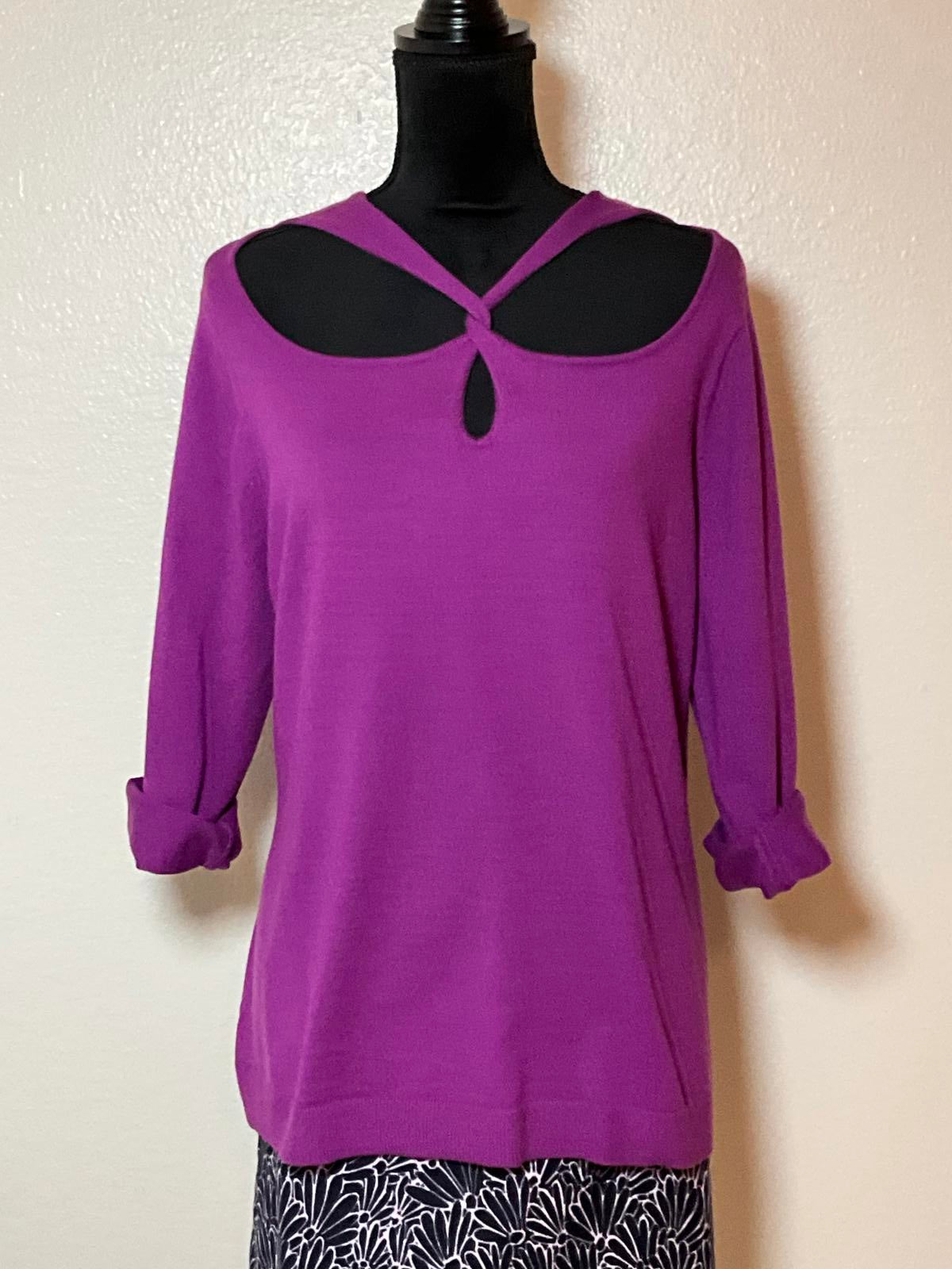 Lane Bryant Plus Size Purple Knit Sweater With Cutout Neckline Size 18 20