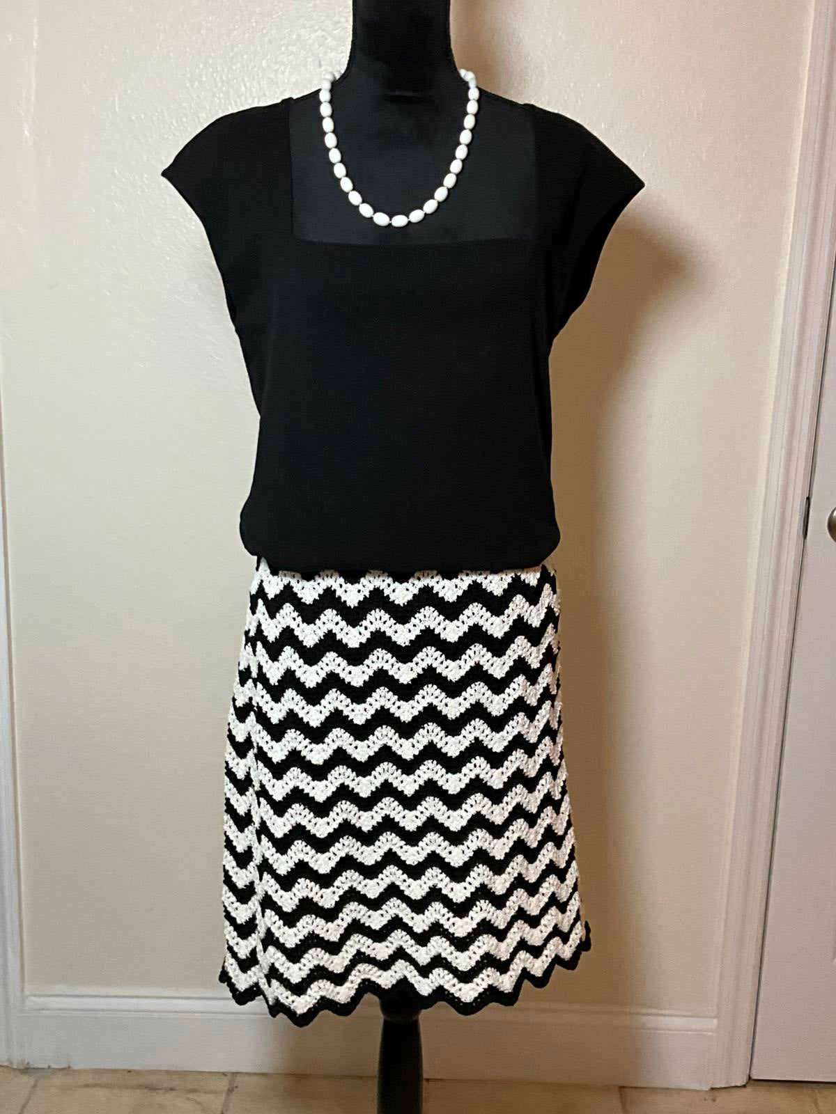 Ava And Viv Plus Size Zig Zag Crochet Knit Chevron Midi Skirt Boho Knee Length