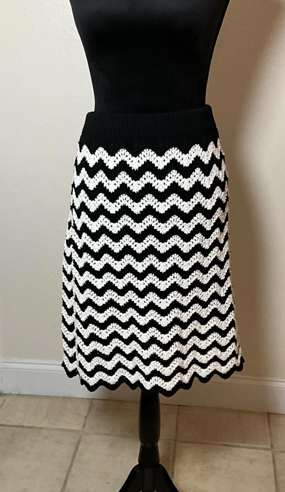 Ava And Viv Plus Size Zig Zag Crochet Knit Chevron Midi Skirt Boho Knee Length