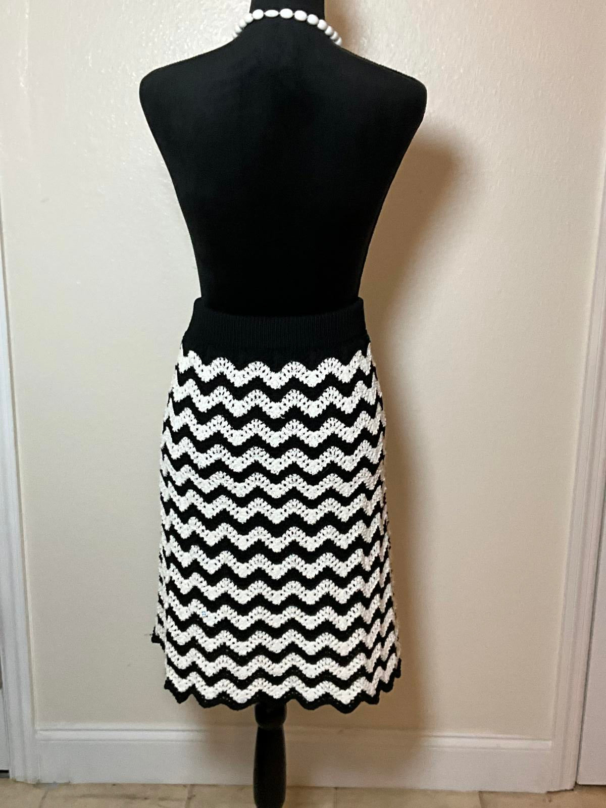 Ava And Viv Plus Size Zig Zag Crochet Knit Chevron Midi Skirt Boho Knee Length