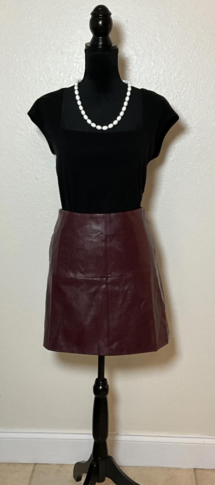 Commense Burgundy Faux Leather A Line Mini Skirt Y2K NWT High Waisted XL