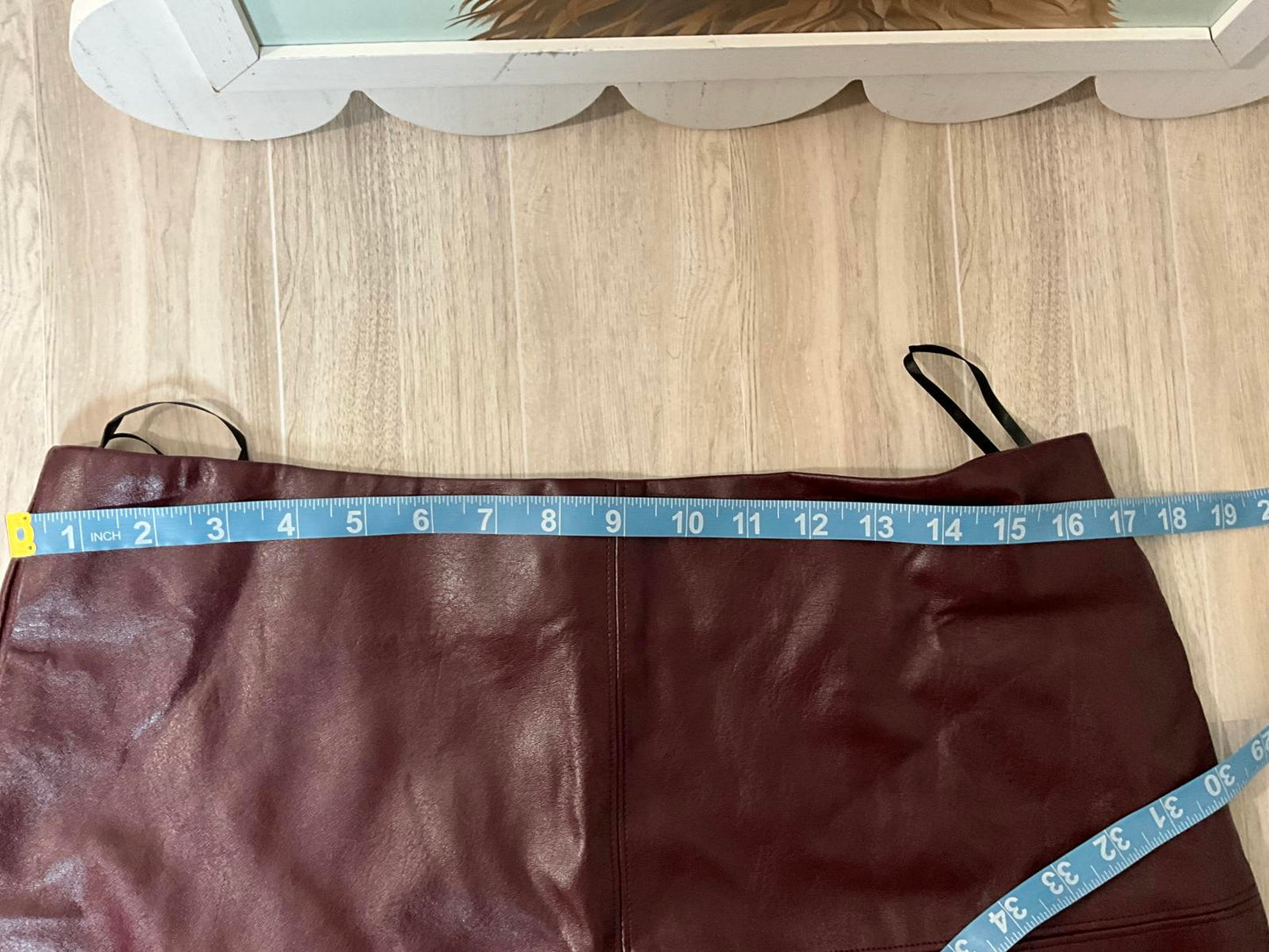 Commense Burgundy Faux Leather A Line Mini Skirt Y2K NWT High Waisted XL
