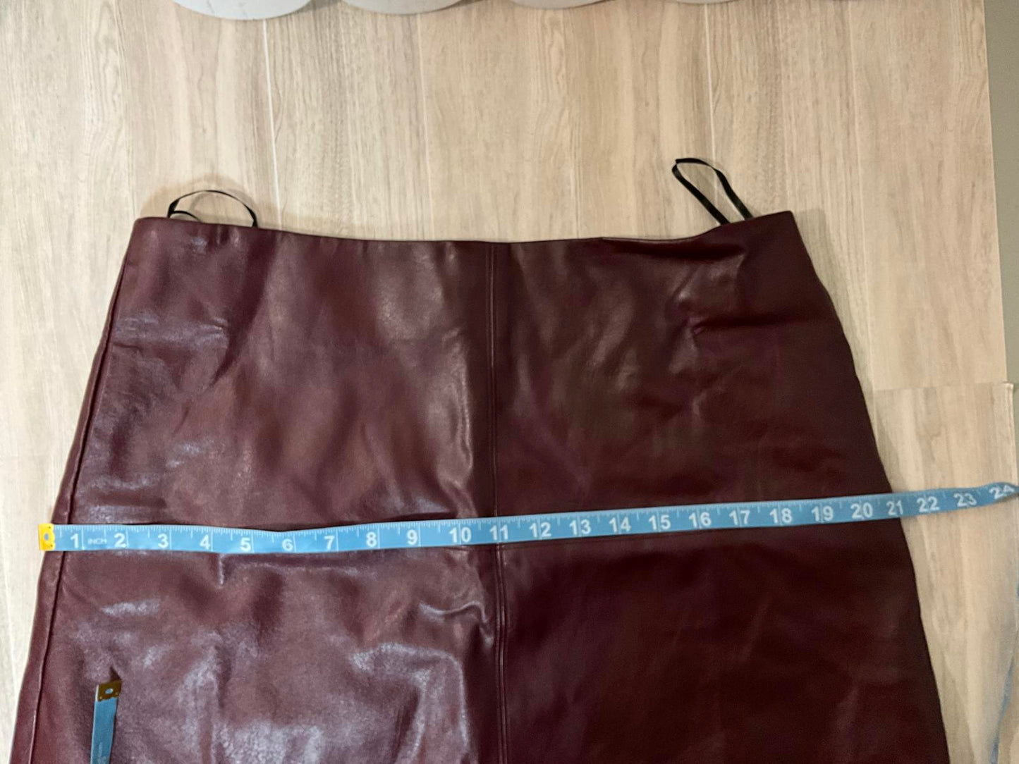 Commense Burgundy Faux Leather A Line Mini Skirt Y2K NWT High Waisted XL