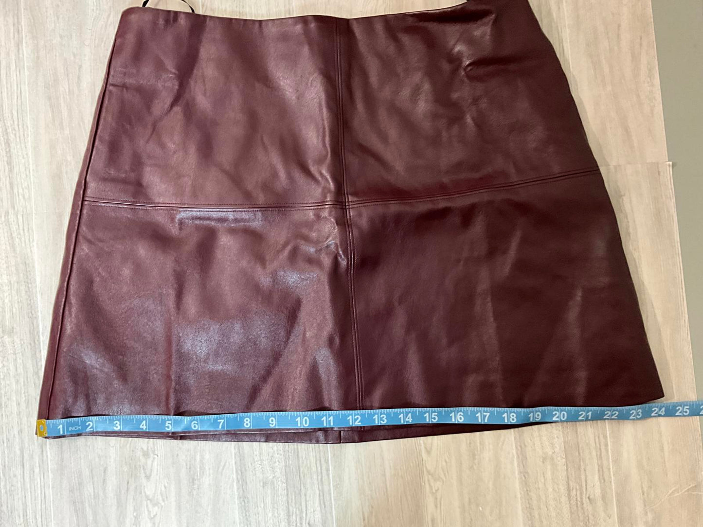 Commense Burgundy Faux Leather A Line Mini Skirt Y2K NWT High Waisted XL