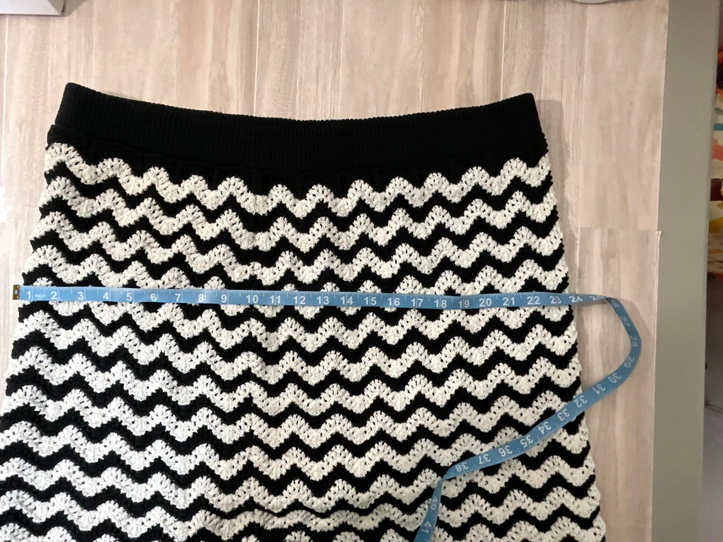 Ava And Viv Plus Size Zig Zag Crochet Knit Chevron Midi Skirt Boho Knee Length