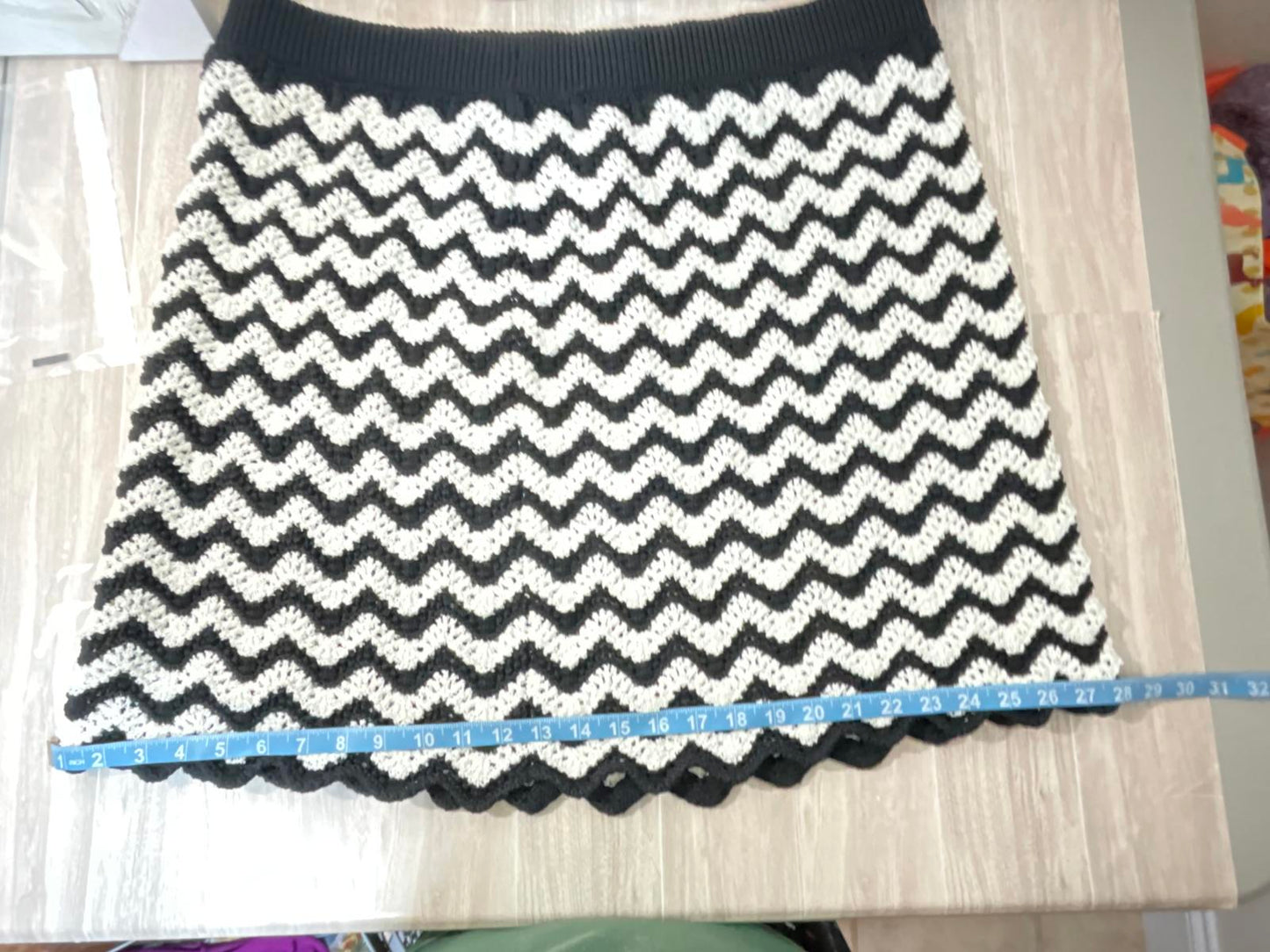 Ava And Viv Plus Size Zig Zag Crochet Knit Chevron Midi Skirt Boho Knee Length