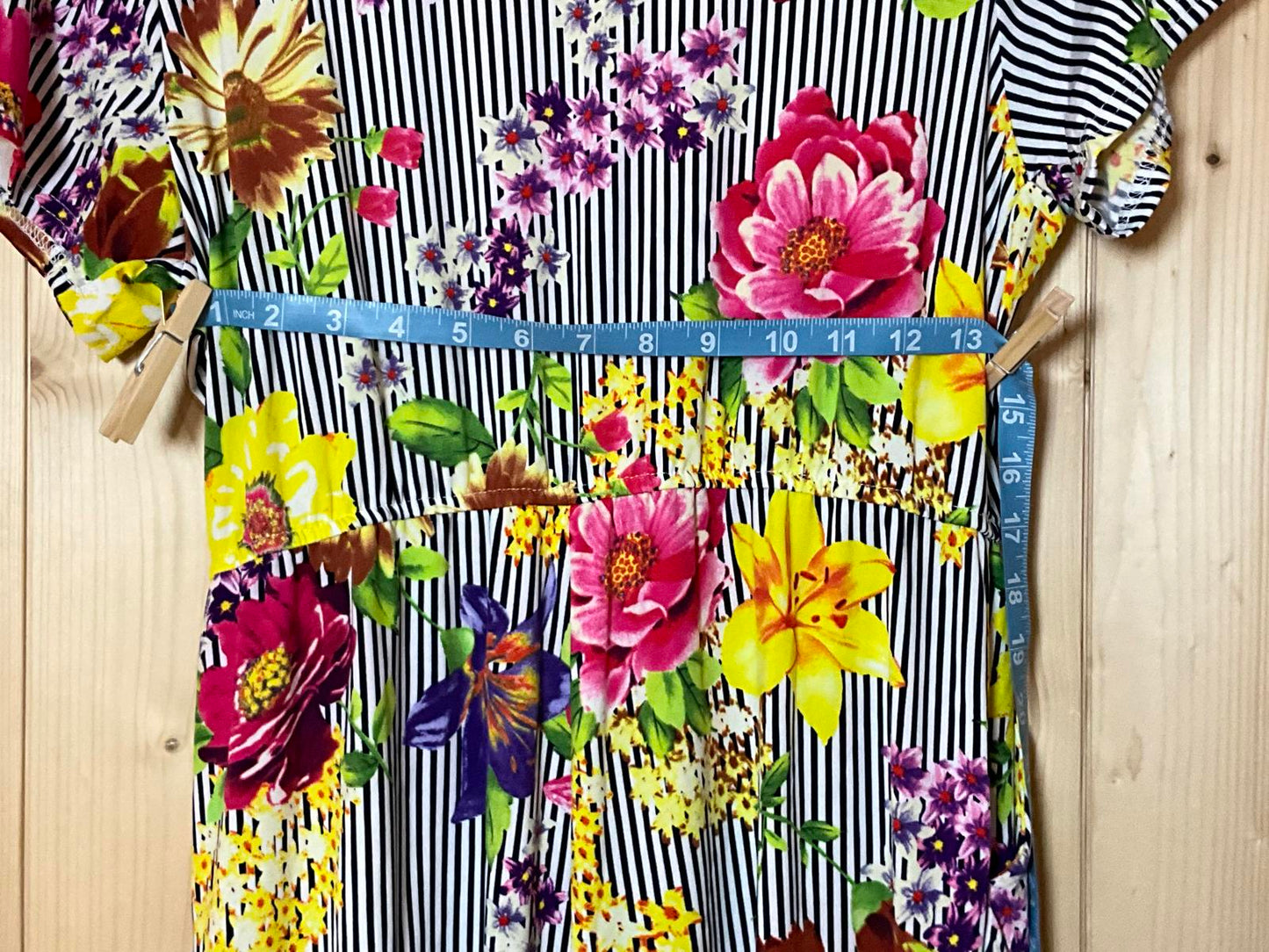 Me 2 Magic Jumpsuit Large Floral Stripe Mixed Print Wide Leg Sleeveless Boho