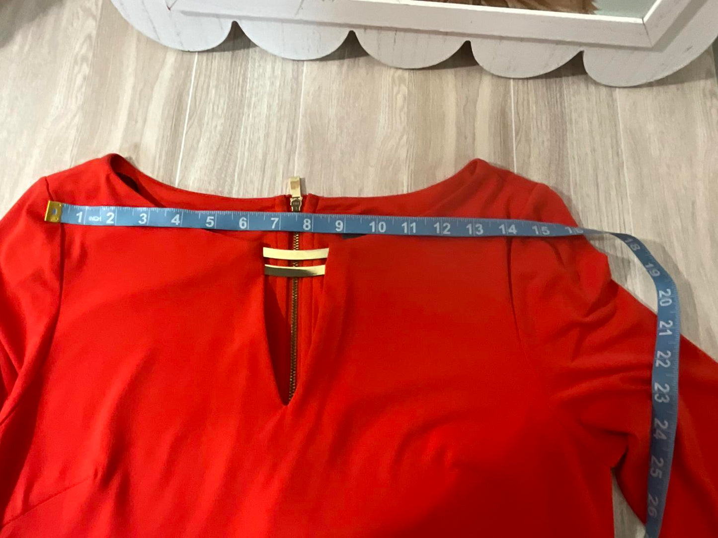 Vince Camuto Dress 10 Orange Long Sleeve Knee Length Sheath Bold Minimalist