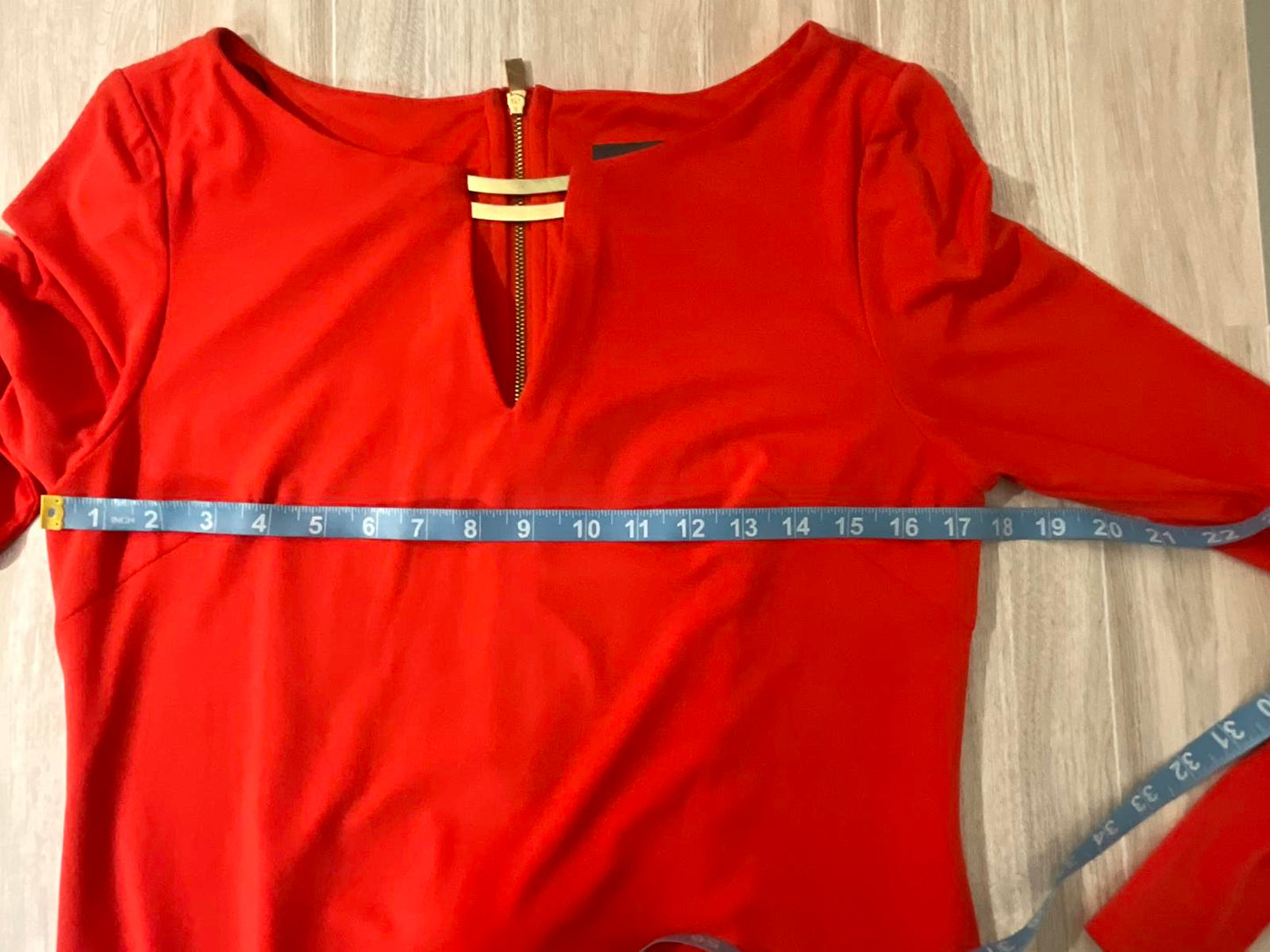 Vince Camuto Dress 10 Orange Long Sleeve Knee Length Sheath Bold Minimalist