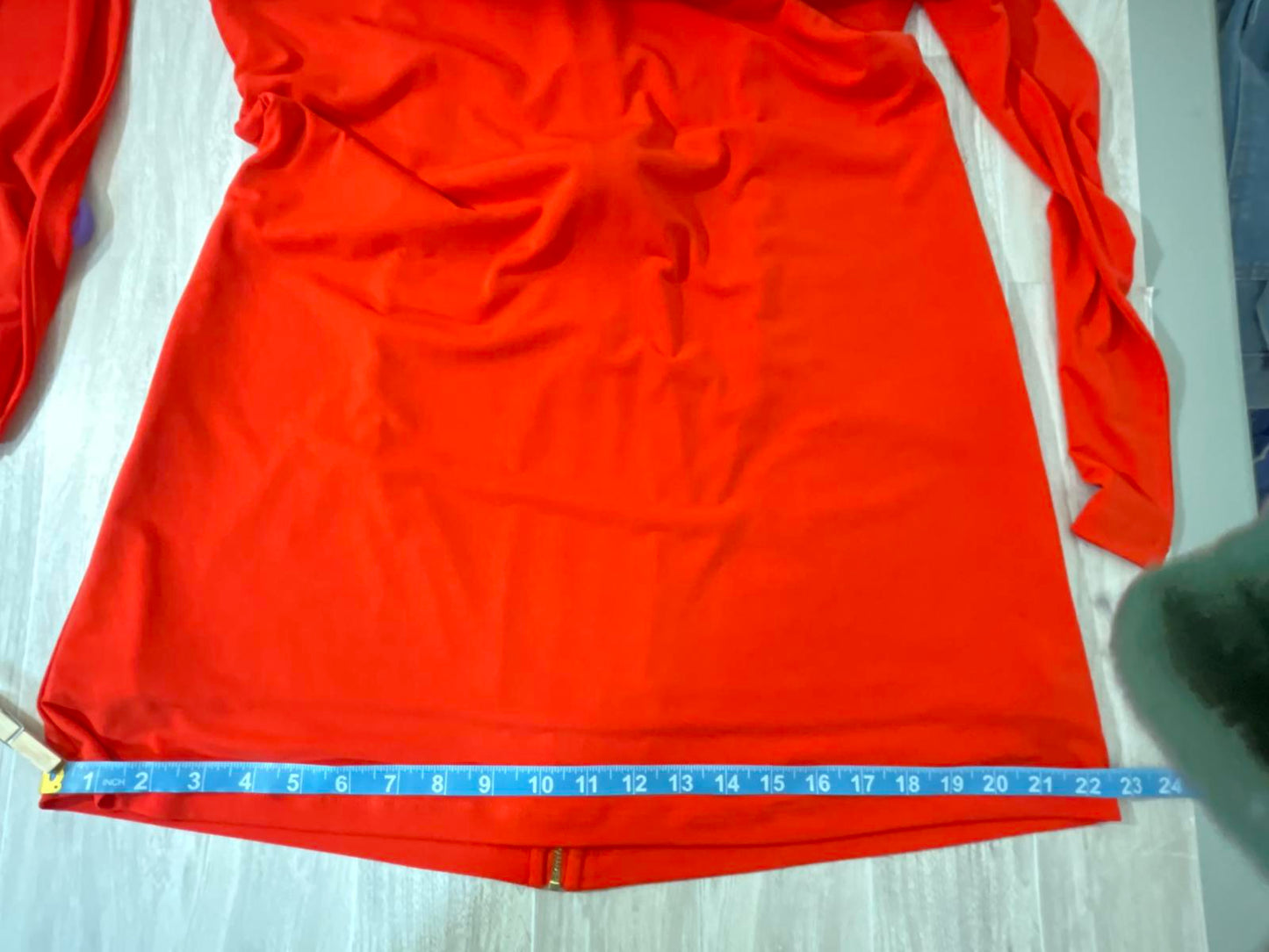 Vince Camuto Dress 10 Orange Long Sleeve Knee Length Sheath Bold Minimalist