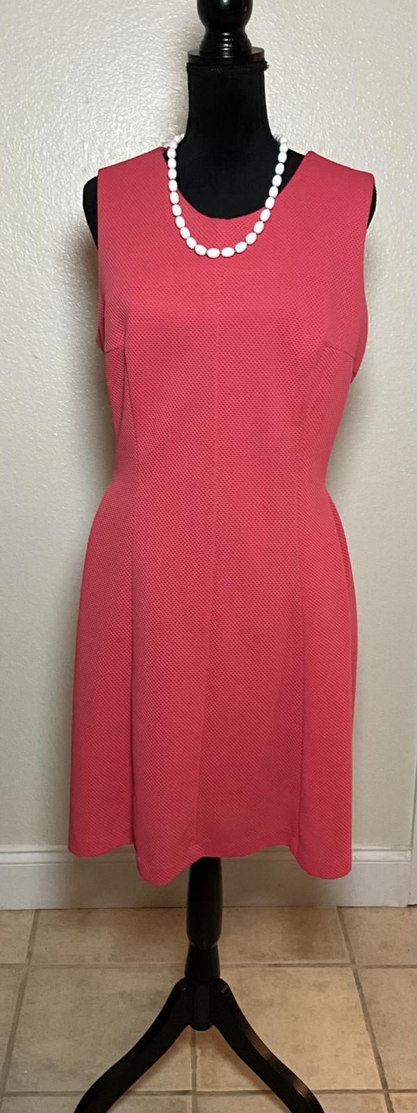 Madison Leigh Salmon Pink Sleeveless Pleated Front Sheath Dress Plus Size