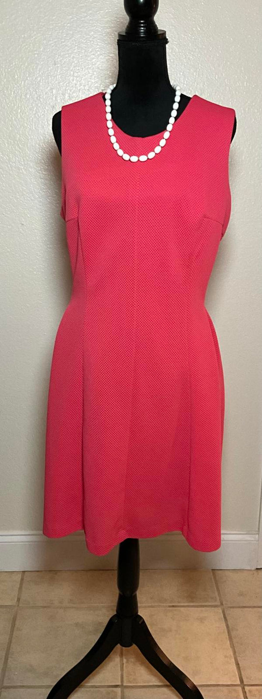 Madison Leigh Salmon Pink Sleeveless Pleated Front Sheath Dress Plus Size 18