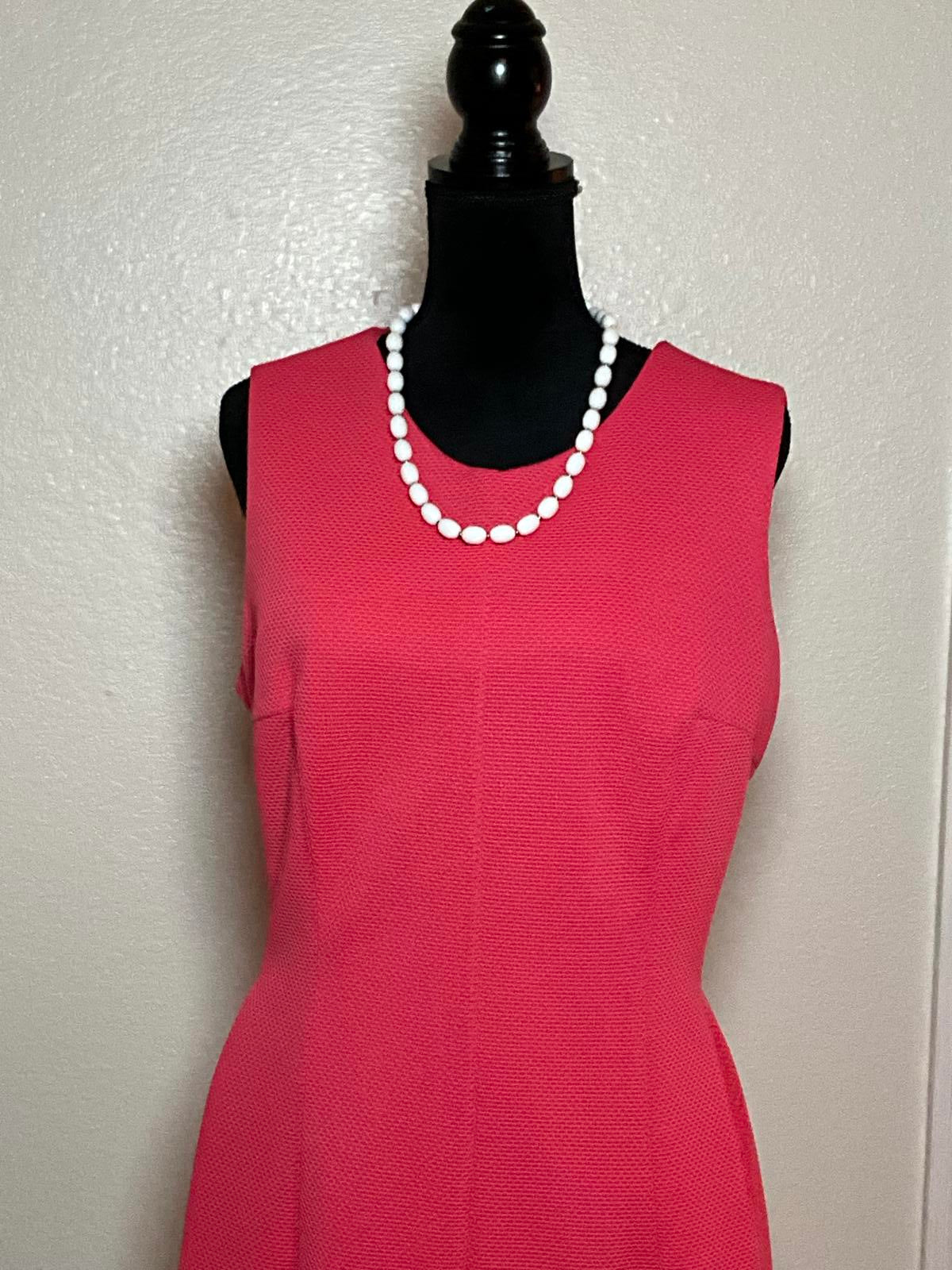 Madison Leigh Salmon Pink Sleeveless Pleated Front Sheath Dress Plus Size