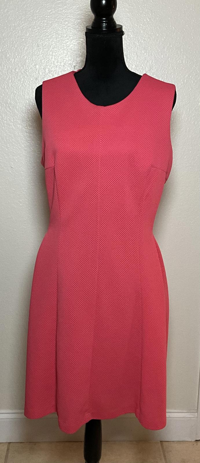 Madison Leigh Salmon Pink Sleeveless Pleated Front Sheath Dress Plus Size