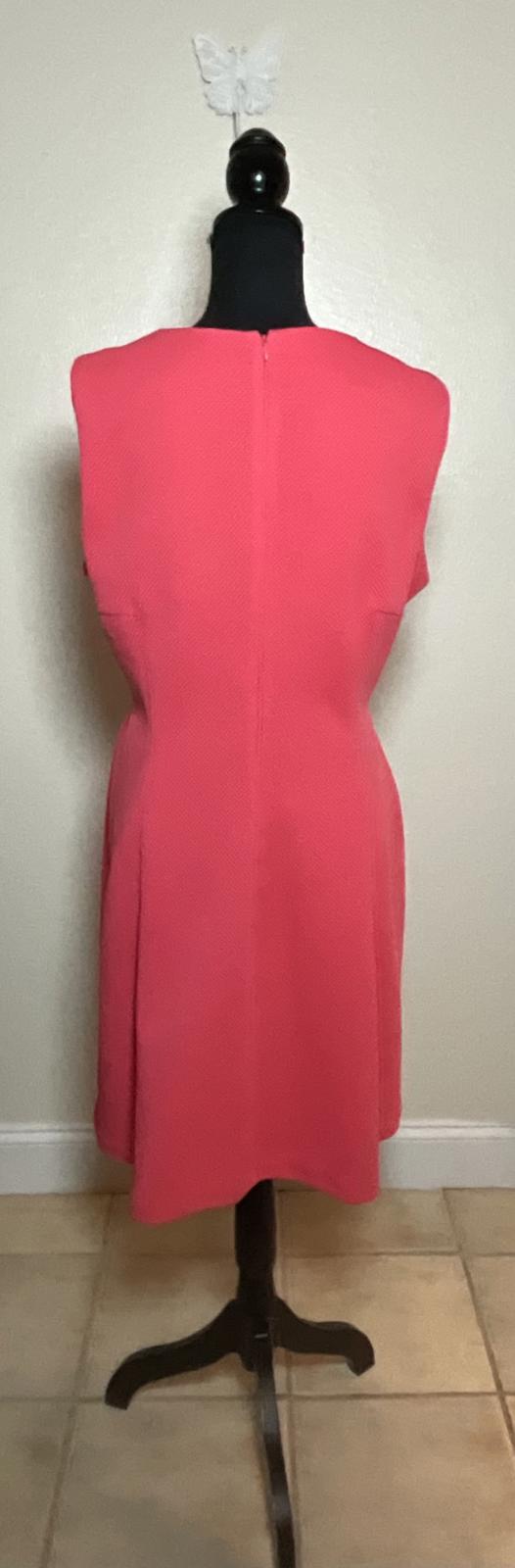 Madison Leigh Salmon Pink Sleeveless Pleated Front Sheath Dress Plus Size