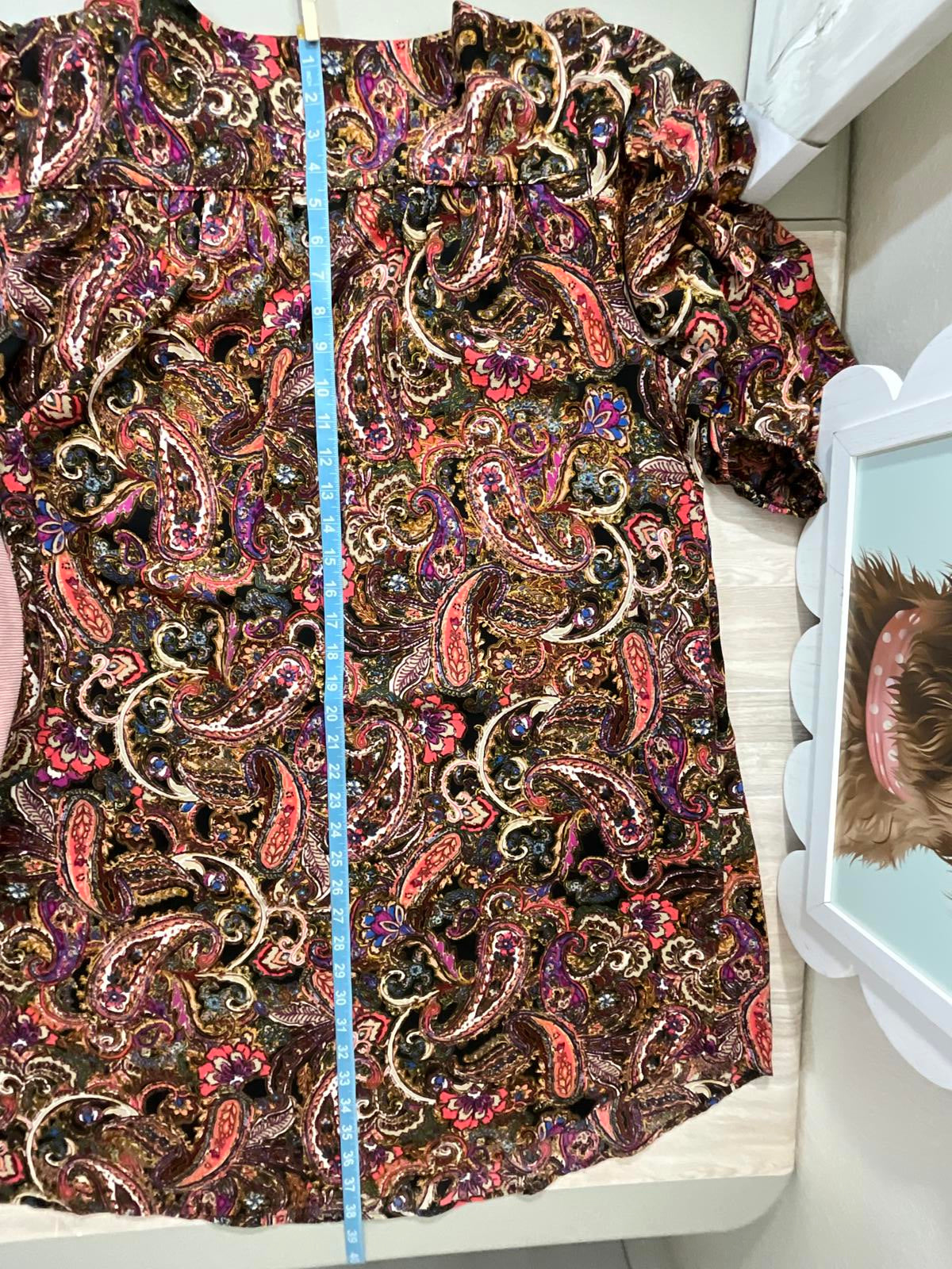 Emma & Michele Plus Size 2X Paisley Lace Up Boho Shift Dress Pink Purple