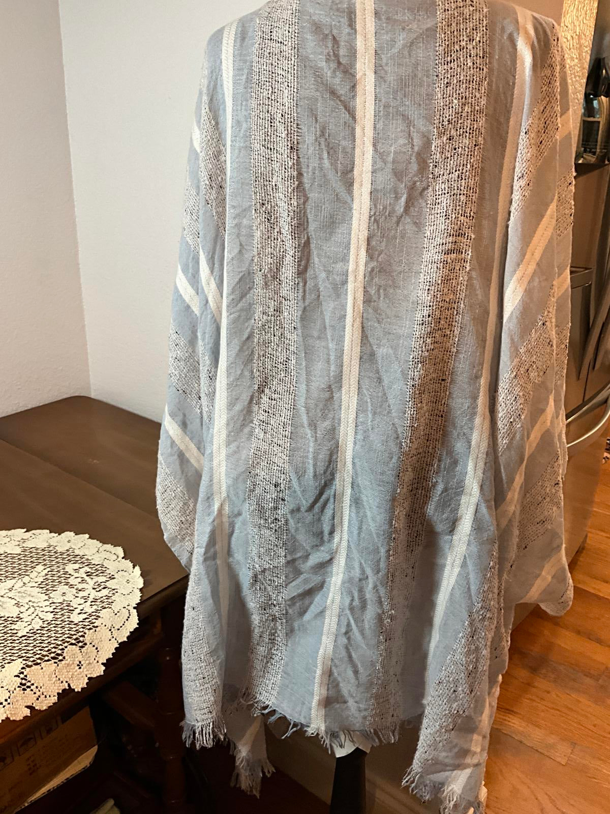 Lane Bryant Size 22 to 26 Lightweight Striped Kimono Cardigan Frayed Edges
