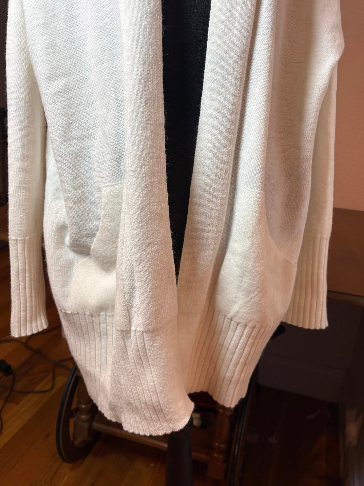 Soft, Cozy White Open Front Knit Cardigan with Pockets Women’s Size XXL