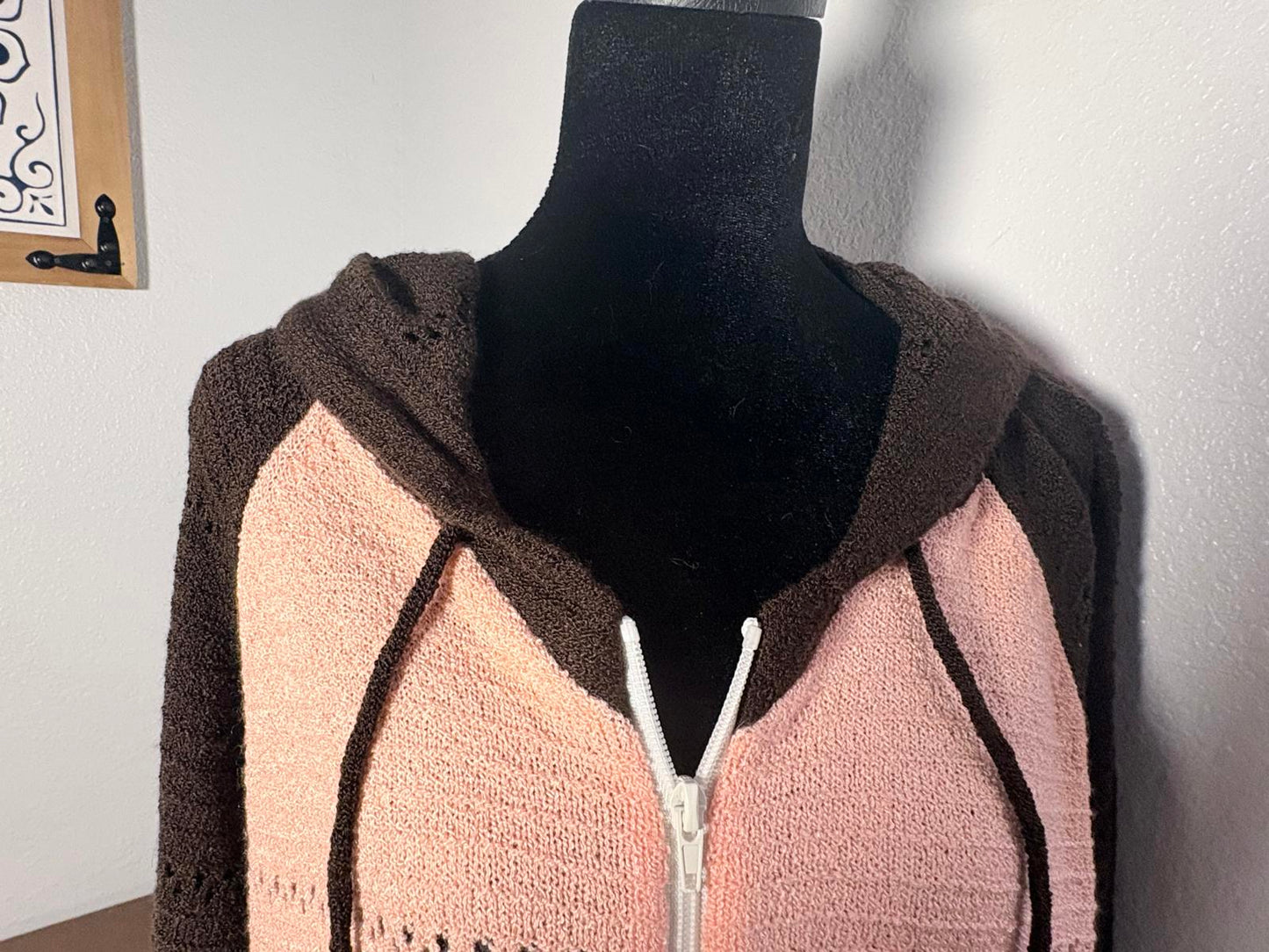 Bright and Colorful Striped Knit Hoodie Sweater with Zipper Women’s Size XL